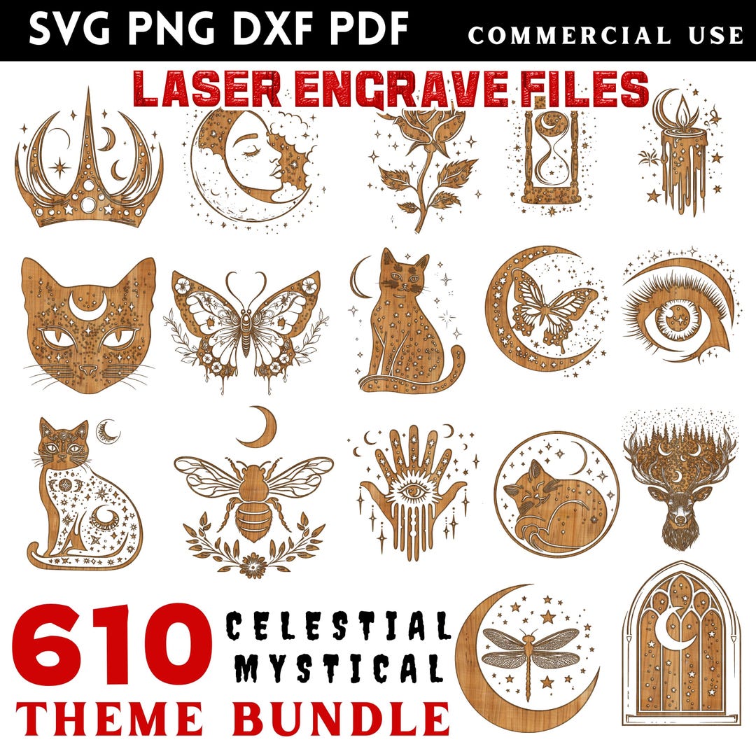 Laser Engraving Files Celestial Mystical Theme Bundle Bundles Svg Dxf ...