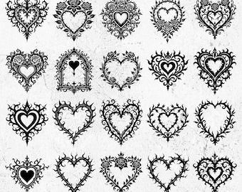 Intricate Gothic Heart Ornament Svg & Png Bundle for Cricut and Laser Engrave Crafts instant downloads