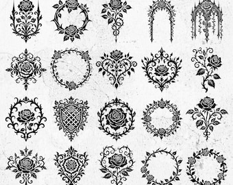 Gothic Rose Ornament Svg & Png Bundle for Cricut and Laser Engrave projects instant downloads