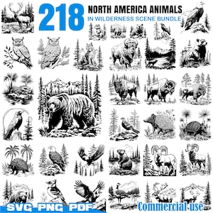 North America animals in wilderness scene bundle Svg Png Pdf files bundle cut files | instant download | Commercial use