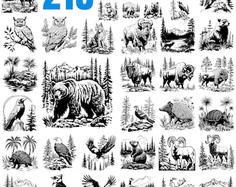 North America animals in wilderness scene bundle Svg Png Pdf files bundle cut files | instant download | Commercial use