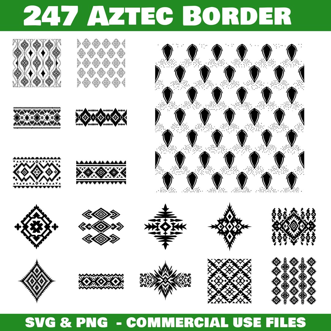Aztec Diamond Border Set: SVG, PNG, PDF Files (commercial Use) - Etsy
