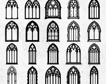 Gothic Cathedral Window Designs Svg & Png Bundle for Cricut and Laser Engrave Projects instant downloads