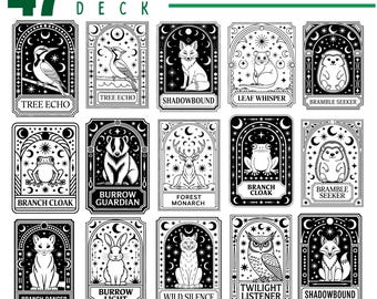 Woodland Animals Tarot Card Bundle | SVG, PNG, PDF Files (Digital Download)