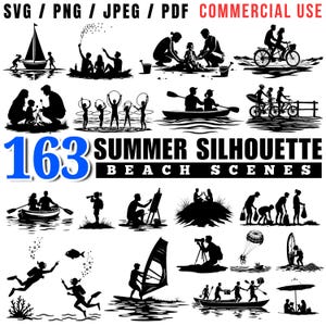 Summer Silhouette Beach Scenes Svg Png Pdf files bundle cricut cut files | instant download | Commercial use