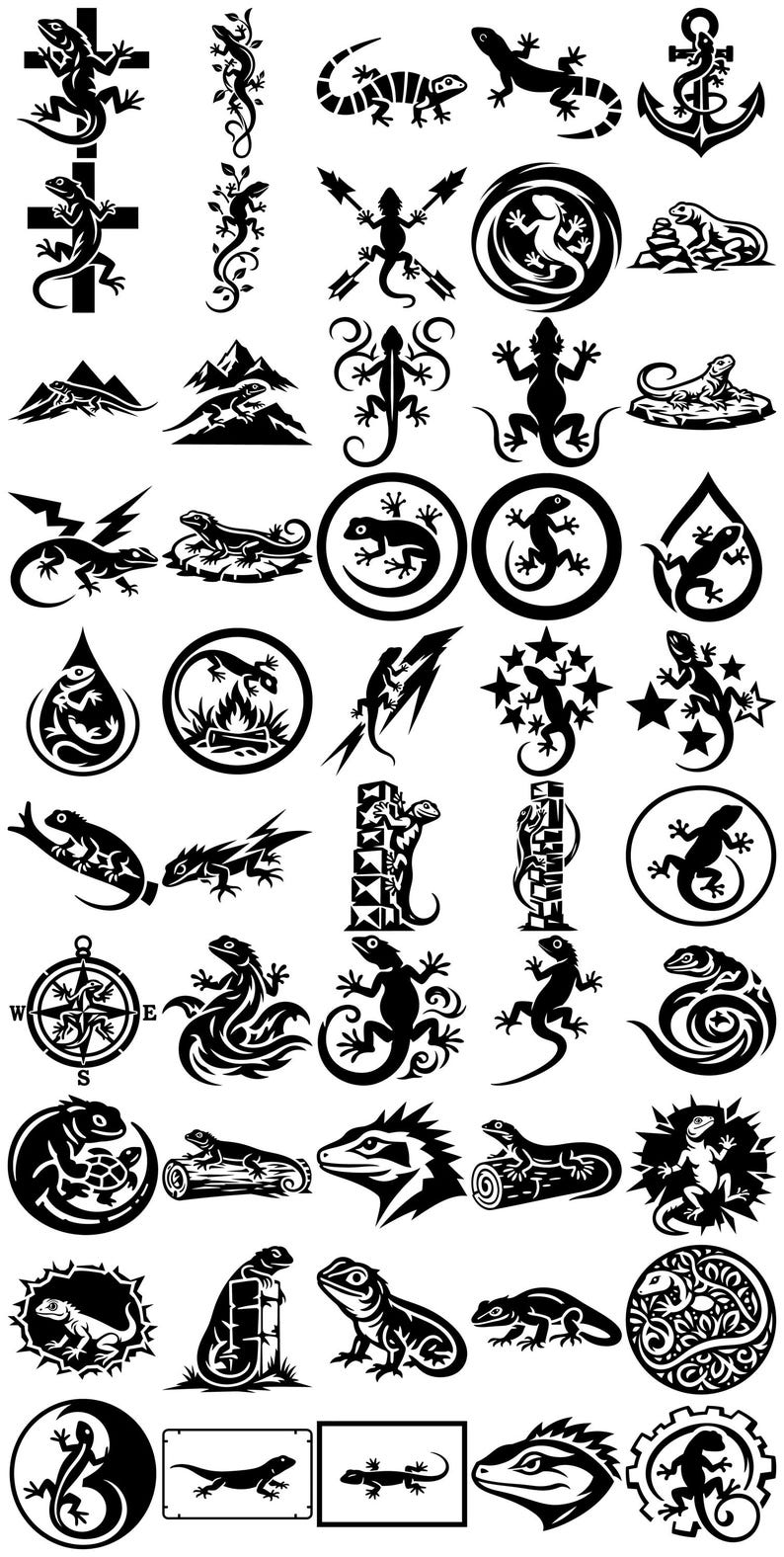 Bold Lizard Stencil Svg & Png Bundle for Cricut and Laser Engrave ...