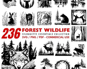 Forest Wildlife Silhouette Collection: SVG, PNG, PDF Cut Files (Commercial Use)