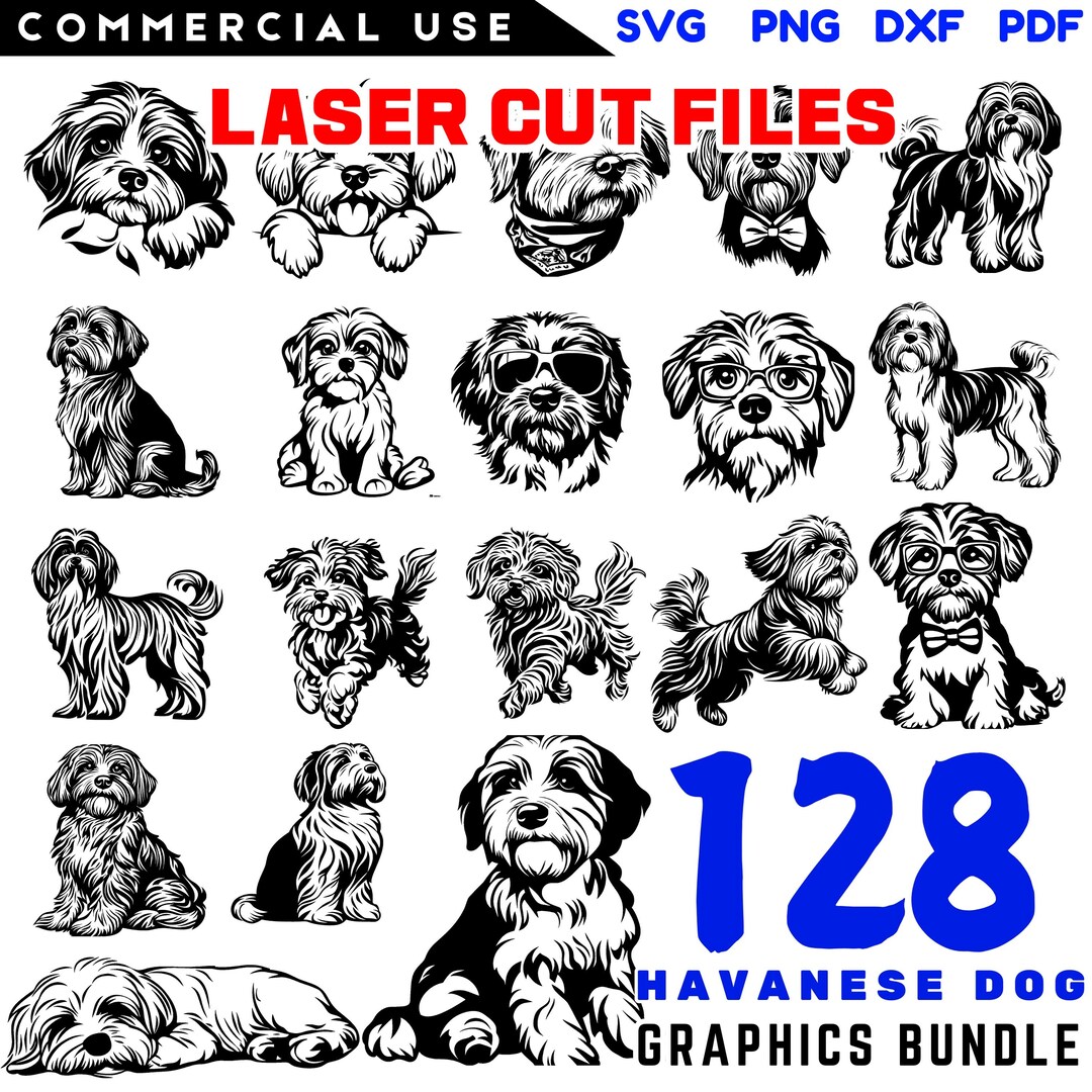 Laser Cut Files Havanese Dog Bundle Graphics Cuttable Bundle Svg Dxf ...