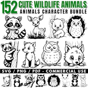 Cute Wildlife Animals Character Bundle Svg Png Pdf files bundle cricut cut files | instant download | Commercial use