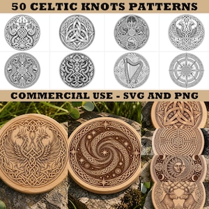 Celtic knots and mythical patterns coaster SVG PNG bundle digital files for instant download
