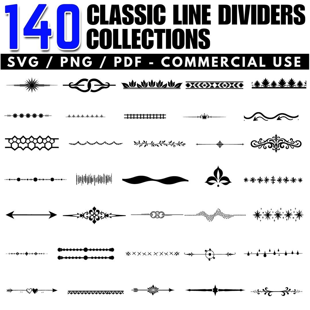 Classic Line Dividers Collection Svg Png Pdf Files Bundle Cricut Cut ...