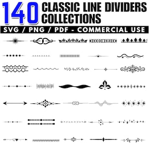 Line Dividers Collection: SVG, PNG, PDF Files - Commercial Use (Digital Download)
