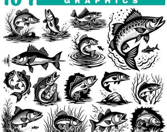 Walleye Fishing Graphics Bundle - SVG, PNG, PDF Files for Commercial Use | Instant Download