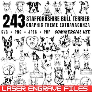 Laser Engrave Files Staffordshire Bull Terrier Graphic Theme Extravaganza bundle Svg Png Pdf coaster files | instant download | Commercial