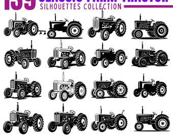 Farm Tractor Silhouettes: SVG, PNG, PDF Files - Cricut Ready (Commercial Use