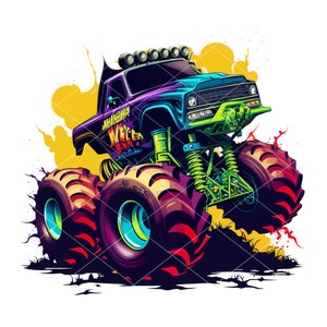 American Flag Monster Truck PNG Sublimation Design Patriotic Offroad Truck Clipart ( Instant Downloads )