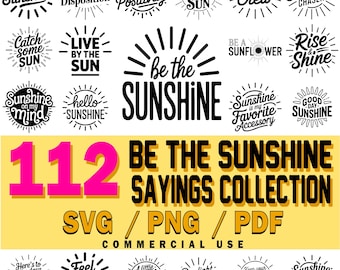Sunshine Sayings SVG Bundle | Positive Quotes, Cricut Cut Files (Commercial Use)