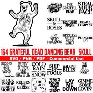 Grateful Dead Dancing Bear & Skull Collection Svg Png Pdf files bundle cut files | instant download | Commercial use