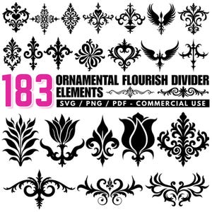Flourish Divider Elements: SVG, PNG, PDF Files - Commercial Use