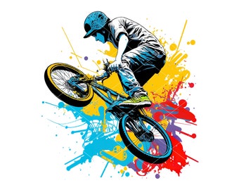 BMX PNG Sublimation Design Bundle BMX Rider Clipart Silhouette Svg Vector Bike Graphic ( Instant Downloads )