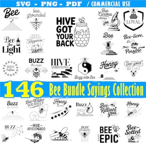 Bee Sayings Collection: SVG, PNG, PDF Cut Files (Commercial Use, Instant Download)