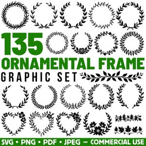 Ornamental Frame Graphics Set Svg Png Pdf files bundle cricut cut files | instant download | Commercial use