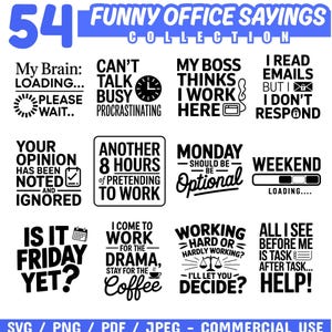 Lot SVG drôle de citations de bureau : fichiers de coupe Cricut à usage commercial (téléchargement numérique)