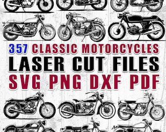 Laser engraving files Classic motorcycle all types of vintage old motorbike Bundles Svg Dxf Pdf and Png - Engraved downloads