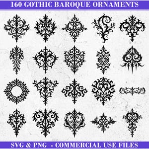 Gothic Baroque Scrollwork Ornaments Svg & Png Bundle for Cricut and Laser Engrave instant downloads