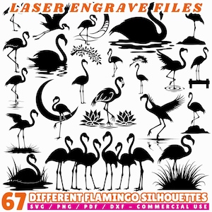 Flamingo Silhouette Laser Engrave Files (svg, png, pdf, dxf)