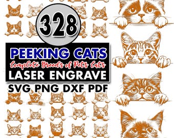 Peeking Cats Breeds Laser Engraving Files (svg, dxf, png, pdf)