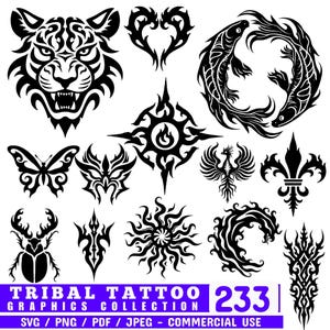 Tribal Tattoo Grafik Sammlung SVG Png Pdf Dateien bündeln Cricut Schnitt Dateien | Sofortdownload | Kommerzielle Nutzung