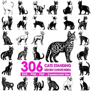 Cat Breeds SVG Bundle: Side View Designs (Commercial Use, Digital Download