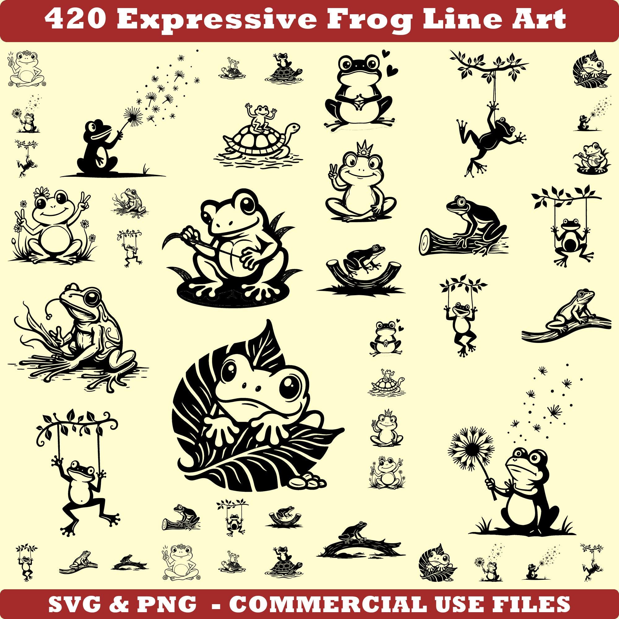 Frog line drawing - Etsy 日本