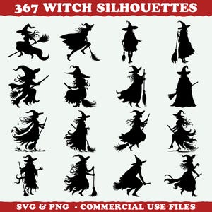 Fliegende Hexe-Silhouetten-Bundle: Halloween-Svg-Png-PDF-Dateien (kommerzielle Nutzung)