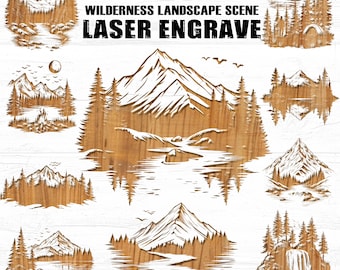 Lasergravur Dateien Wildnis Wald Landschaft Szene Bundles SVG Dxf Pdf und Png - gravierte downloads