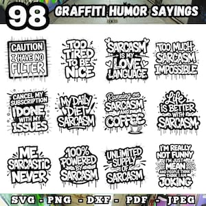 Graffiti Humor Sayings SVG Bundle: Cricut Cut Files (Commercial Use, Instant Download)