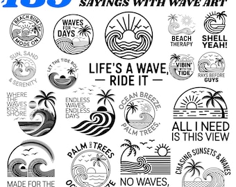 Coastal Wave SVG Bundle Ocean Saying Designs Beach Quote Cricut Cut Files SVG PNG Instant Downloads
