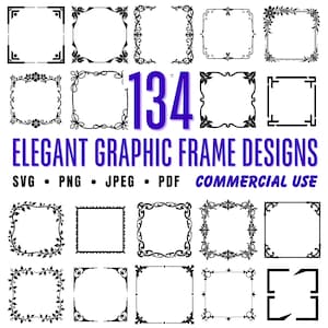 Elegant Graphic Frame Designs Svg Png Pdf files bundle cricut cut files | instant download | Commercial use