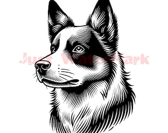 Australian cattle dog head art, pet lover SVG, DXF, PNG files for cutting, instant download
