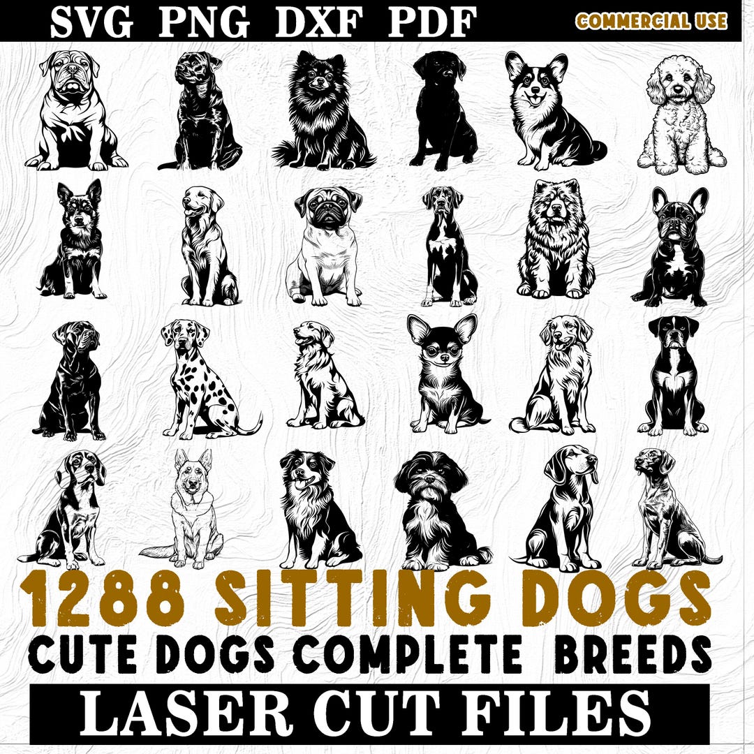 Cutable Doge 1288 Cute Dog SVG Bundle All Breeds Sitting Poses Clipart Files ...