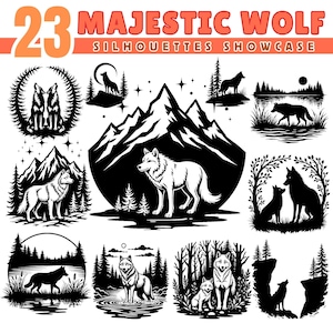Majestic Wolf Silhouettes Showcase Svg Png Pdf files bundle cricut cut files | instant download | Commercial use