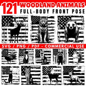 Woodland Animals Full-Body Front Pose Collection Svg Png Pdf files bundle cricut cut files | instant download | Commercial use