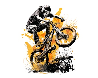 BMX Bike PNG Sublimation Design Extreme Sports Dirt Bike MTB Silhouette Clipart Instant Downloads