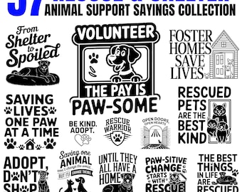 Rescue Animal Sayings SVG Bundle: Commercial Use Cricut Cut Files