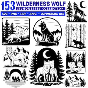 Wilderness Wolf Silhouettes Collection Svg Png Pdf files bundle cricut cut files | instant download | Commercial use