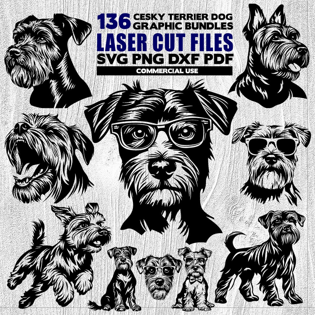 Laser Cut Files Cesky Terrier Dog Graphic Bundle Cuttable Bundle Svg ...