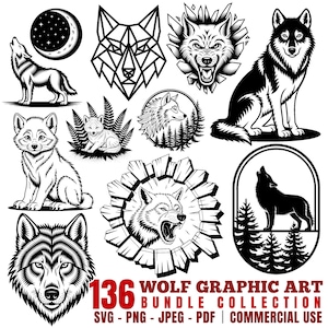 Wolf Graphic Art Bundle Collection Svg Png Pdf files bundle cricut cut files | instant download | Commercial use