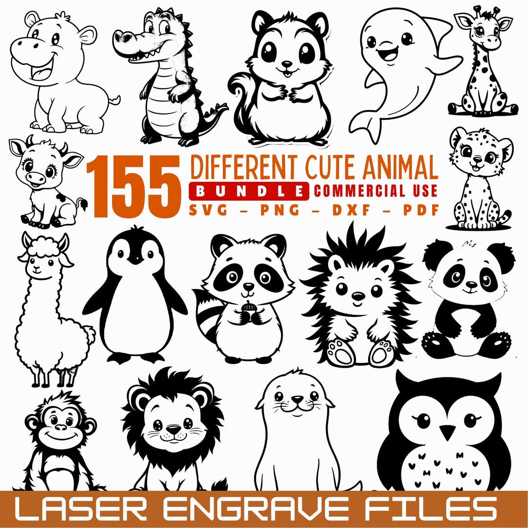Laser Engrave Files Different Cute Animal Bundles Svg Png Pdf Coaster ...