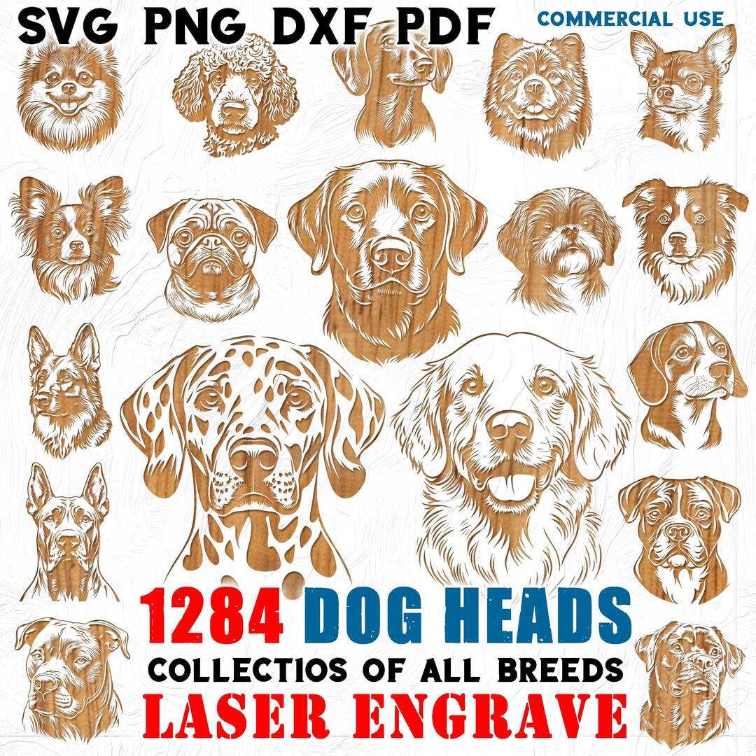 1284 Dog Breeds SVG Bundle Laser Engraving Files PNG Dxf Pdf Cricut CNC ...